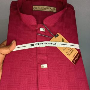 China popcorn fabric panjabi - maroon color - 40