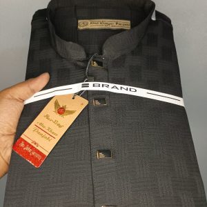 China popcorn fabric panjabi - Black - 40
