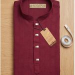 China popcorn fabric panjabi - maroon color