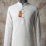 China popcorn fabric panjabi - white