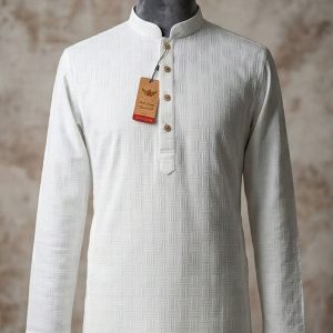 China popcorn fabric panjabi - white